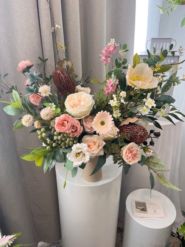 Seasonal Silk Arrangement in ceramic vase 